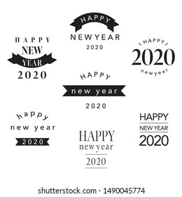 Happy new year 2020 emblems, logo design set