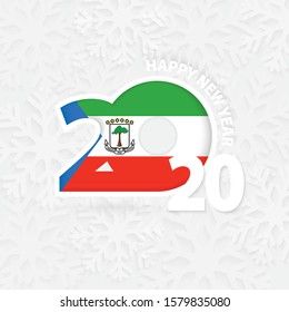 Happy New Year 2020 for Equatorial Guinea on snowflake background. Greeting Equatorial Guinea with new 2020 year.