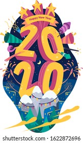 happy new year 2020 event festival celebration vector illustration EPS 10
