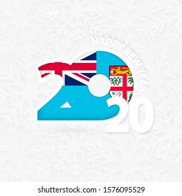 Happy New Year 2020 for Fiji on snowflake background. Greeting Fiji with new 2020 year.
