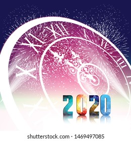 Happy New Year 2020 with firework background.
