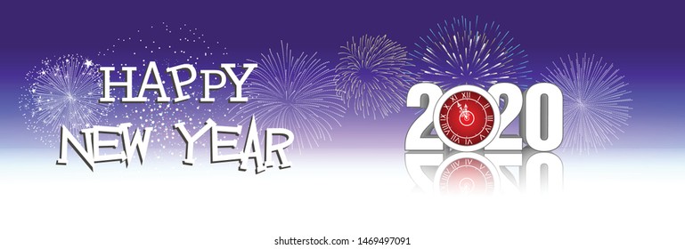 Happy New Year 2020 with firework background.
