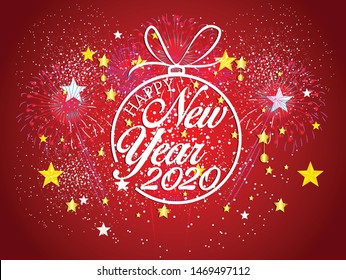 Happy New Year 2020 with firework background.
