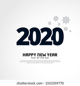 Happy New Year 2020 with flat design with star and firework. Suitable for greeting card, poster and banner