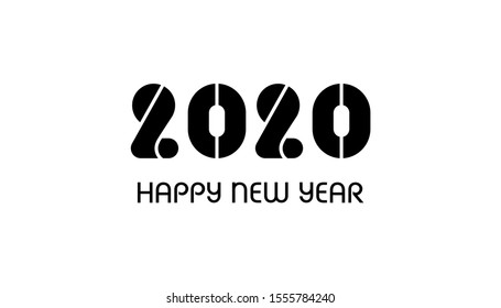 Happy New Year 2020 flat text modern style