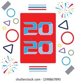 happy new year 2020 in flat vector