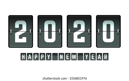 Happy New Year 2020 flip board design for holiday flyer, greeting, invitation card, flyer, poster, brochure cover or other typography. Vector illustration.