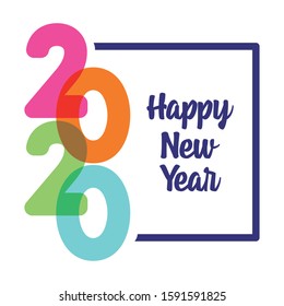 Happy new year 2020 and frame design, Welcome celebrate greeting card happy decorative and celebration theme Vector illustration
