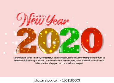 Happy new year 2020 with full colour vector illustration