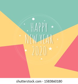 Happy new year 2020 with a geometric abstract background and vintage and pastel colors. This background is suitable for posters, banners, flyers and social media posts.