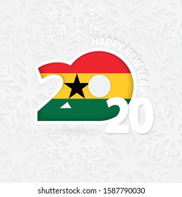 Happy New Year 2020 for Ghana on snowflake background. Greeting Ghana with new 2020 year.