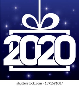 Happy new year 2020 and gift design, Welcome celebrate greeting card happy decorative and celebration theme Vector illustration
