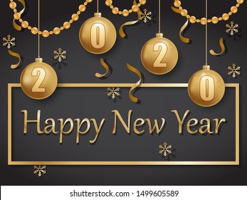 happy new year 2020 gold and black