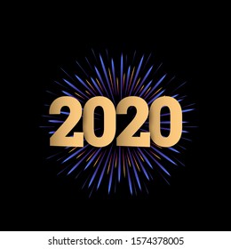Happy New Year 2020. gold 3d numbers 2020. Festive greeting card design template. Holiday vector illustration