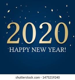Happy New Year 2020 Golden Grand Celebration Background Vector