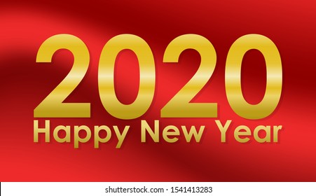 Happy new year 2020, golden, vector.