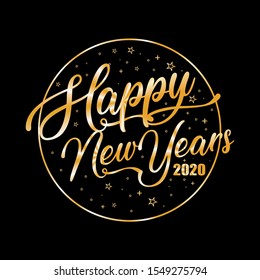 happy new year 2020 with a golden color and black background