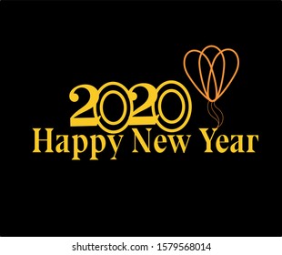 Happy new year 2020.New year 2020 with golden colur.Vector happy new year .