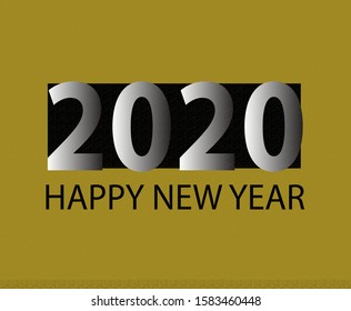 Happy new year 2020, golden yellow calligraphy font background - vector
