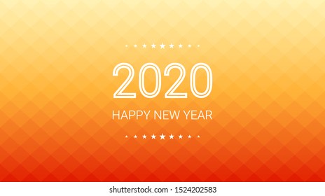 Happy new year 2020 in gradient of orange square polygon background