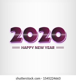 Happy New Year 2020 Gradient Logo Text Design with Purple Colors. Vector Christmas Illustration for Brochure Template, Xmas Card, Sale Banner or Calendar.
