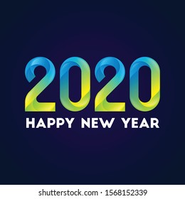 Happy New Year 2020 Gradient Style Typography Vector 
