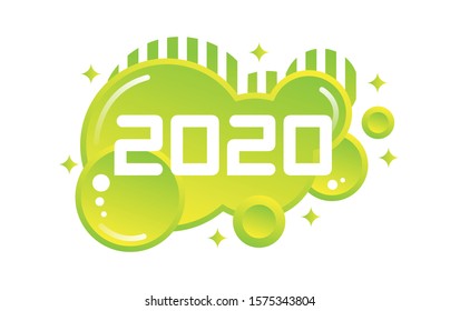 Happy new year 2020. Gradient abstract banners with flowing liquid shapes-vector