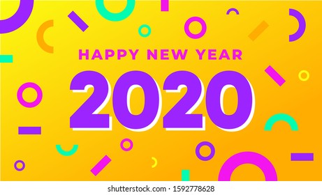 happy new year 2020 gradient colorful banner vector