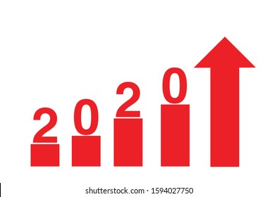 Happy New year, 2020 Graph. Arrow up,  card, growth. Vector illustration  