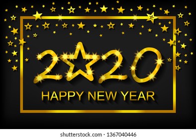 Happy New Year 2020 - greeting card, flyer, invitation - vector illustration