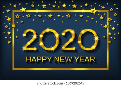 Happy New Year 2020 - greeting card, flyer, invitation - vector illustration