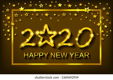 Happy New Year 2020 - greeting card, flyer, invitation - vector illustration
