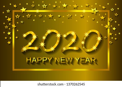 Happy New Year 2020 - greeting card, flyer, invitation - vector illustration