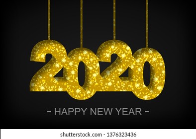 Happy New Year 2020 - greeting card, flyer, invitation - vector illustration