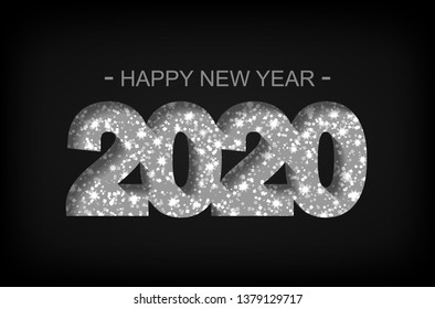 Happy New Year 2020 - greeting card, flyer, invitation - vector illustration