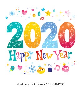 Happy New Year 2020 greeting card