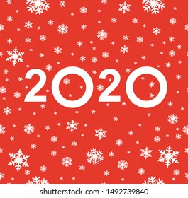 Happy New Year 2020 greeting card. Snowflake background. Marry Christmas 2020.