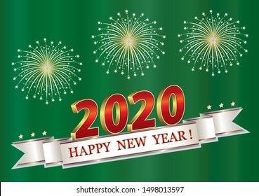 Happy New Year 2020 greeting card. Vector illustration