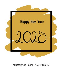 Happy new year 2020. New year greeting card with a rat, a symbol of 2020. 