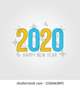 Happy new year 2020 greeting card design template. Vector illustration.