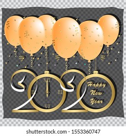 happy new year 2020 greeting card. vector illustration.