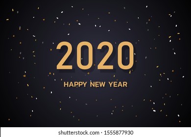 Happy New Year 2020. New year greeting message card background design. Vector illustration.