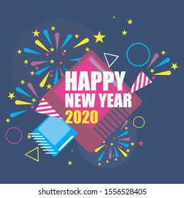 Happy New Year 2020 Greeting Card design