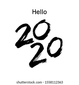 Happy New Year 2020 greeting card with lettering