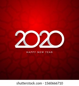 Happy New Year 2020 greeting card text simple flat illustration 
