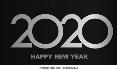 Happy New Year 2020 - greeting card, invitation, poster, flyer - black numbers and letters - vector illustration