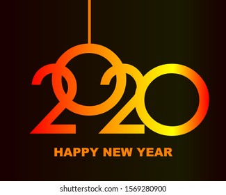 Happy New Year 2020 - greeting card, invitation, poster, flyer - black numbers and letters - vector illustration