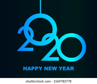 Happy New Year 2020 - greeting card, invitation, poster, flyer - black numbers and letters - vector illustration