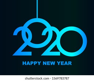 Happy New Year 2020 - greeting card, invitation, poster, flyer - black numbers and letters - vector illustration