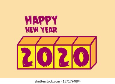 happy new year 2020 greeting card, banner and background template in eps10